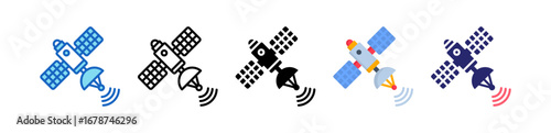 Space Satellite Multiple Style Icon Set Collection. 