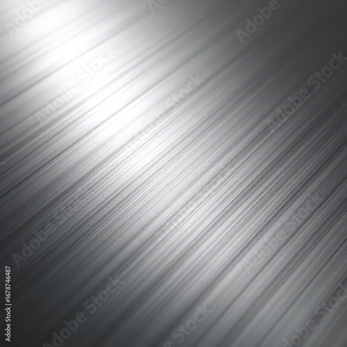 Close-up of brushed stainless steel surface with fine horizontal grain and soft studio lighting, smooth industrial finish.