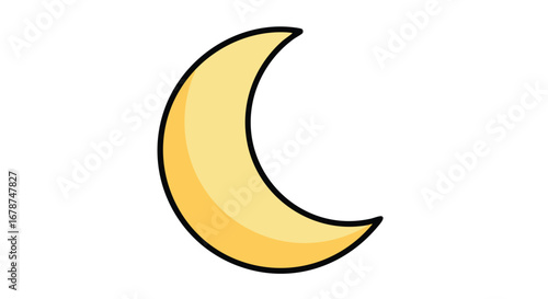 Stylized crescent moon illustration casting a faint glow against plain backdrop, perfect for lunar themes, bedtime stories, or celestial designs