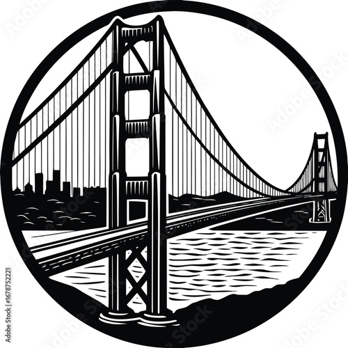 Golden Black gate bridge vector illustration 