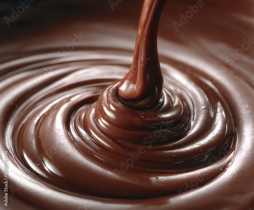 mouthwatering close-up of a decadent chocolate dessert with rich textures and glossy ganache