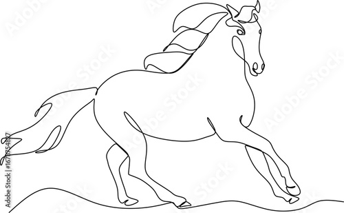 Continuous line abstract drawing of beautiful horse
