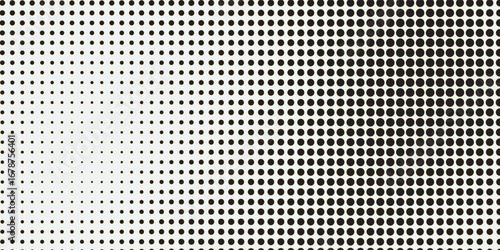 Half tone gradient. Dotted gradient, fine dot spraying and halftone dotted background seamless horizontal geometric pattern vector template set. vector illustration