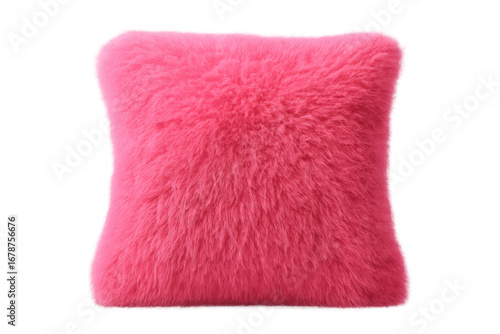 Plush pink decorative cushion resting on transparent surface, enhancing interior design with cozy elegance