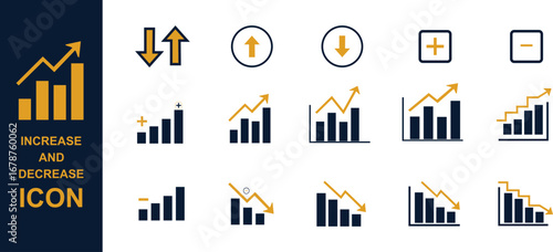 Increase and Decrease Icon Set - Modern Flat Business and Finance Vector Collection