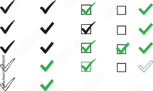 Modern checkmarks signifying completion, success, and approval in a clean, organized layout