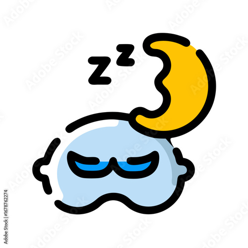Sleeping Mask With a Moon An illustration of a sleep mask with "zzz" above, perfect for sleep-related content and highlighting comfort