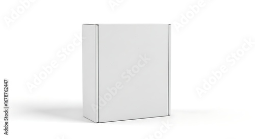 Simple corrugated cardboard box standing in a clean white space mockup for design.