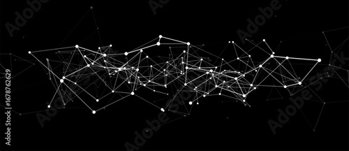 Abstract digital background of points and lines. Glowing plexus. Big data. Network or connection. Abstract technology science background. 3d vector illustration.