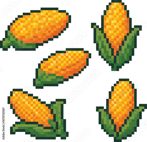 corn pixel art, eps 10 illustration
