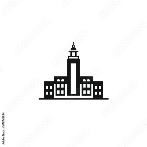 Silhouette of a tall building with a spire