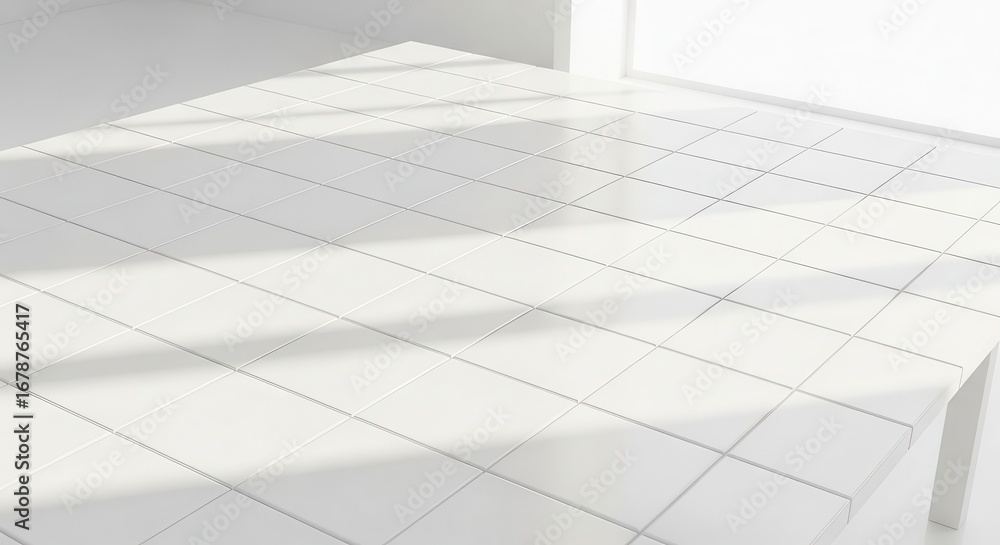 Obraz premium White Tiled Surface Minimalist Design Sunlight Shadows