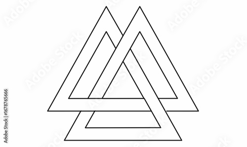 sign line outline linked triangle.vector design for symbol, logo,icon,illustration,,tattoo, logo, mythology. isolated white background. 