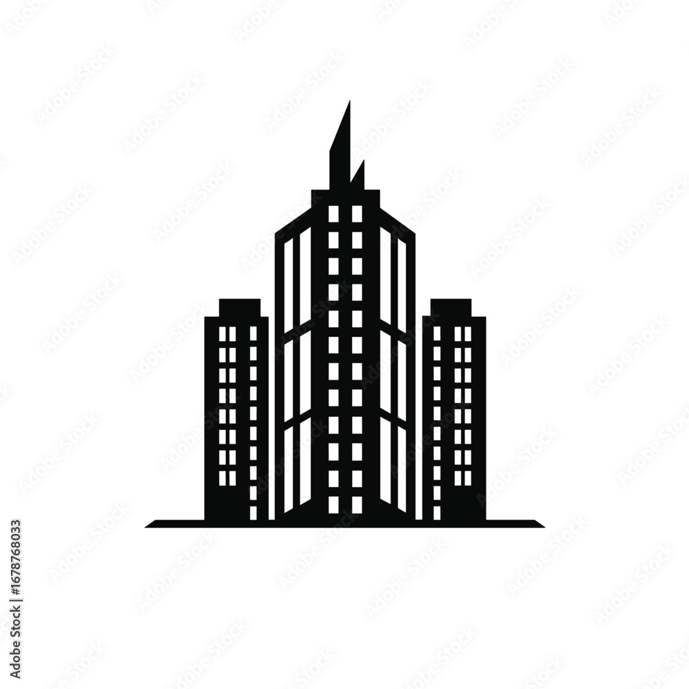 Fototapeta premium Modern skyscrapers silhouette with geometric design
