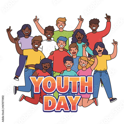 Joyful Diverse Youth Group Celebrating Youth Day
