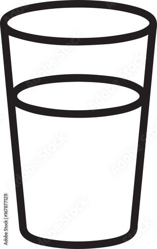 Simple outline drawing of a glass half full of water