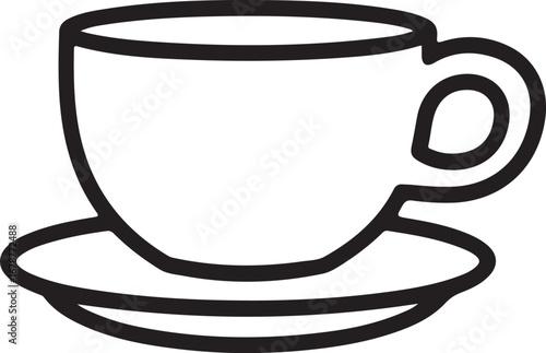 Simple outline drawing of a coffee cup and saucer