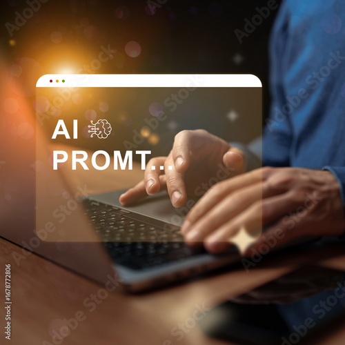 Photography Creative process for generating AI prompts using a laptop in a cozy workspace se