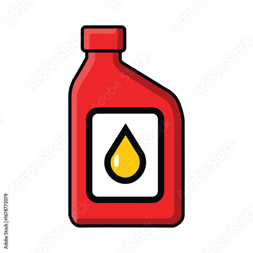 Illustration Vector Graphic Cartoon of a Red Oil Bottle with Drop Symbol