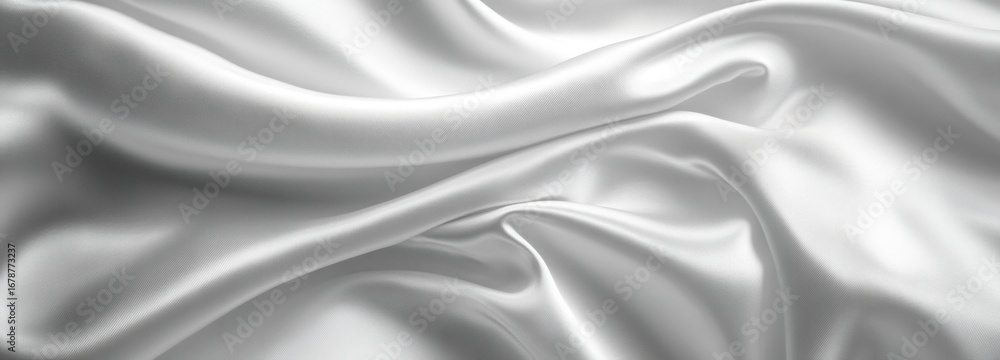 Fototapeta premium Smooth white satin fabric with delicate waves creating a soft and elegant texture