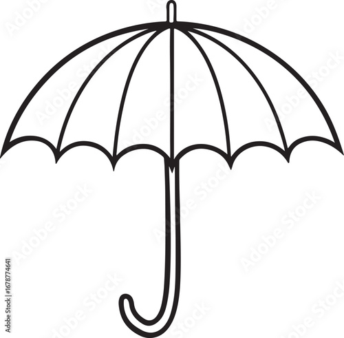 umbrella line art, coloring book page line art drawing, vector and illustration