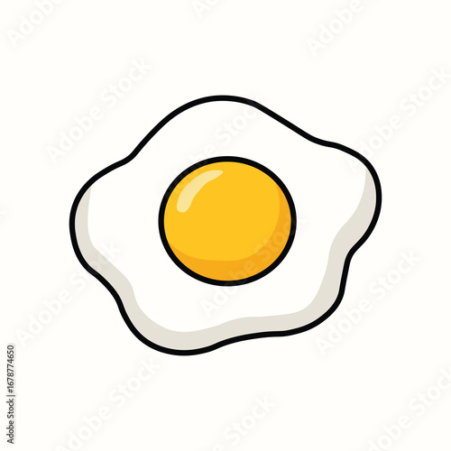 Illustration Vector Graphic Cartoon of a Fried Egg