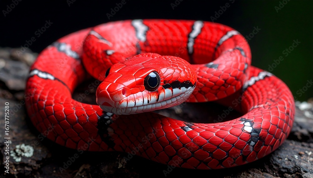 Obraz premium Red snake coiled on wood