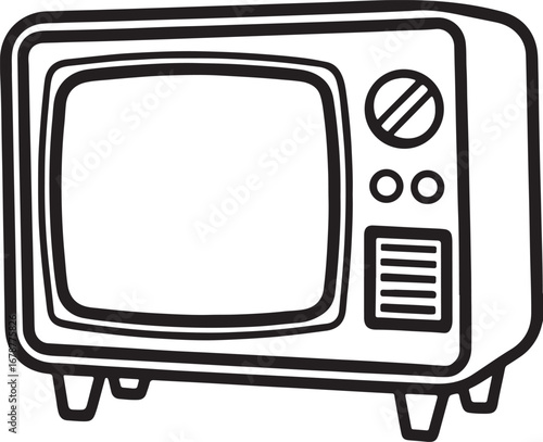 television line art, coloring book page line art drawing, vector and illustration