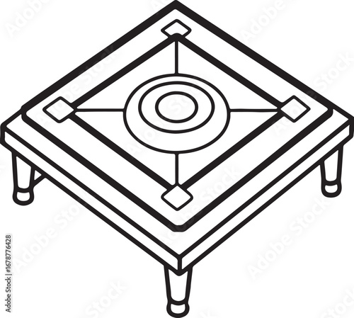 carrom board line art, coloring book page line art drawing, vector and illustration