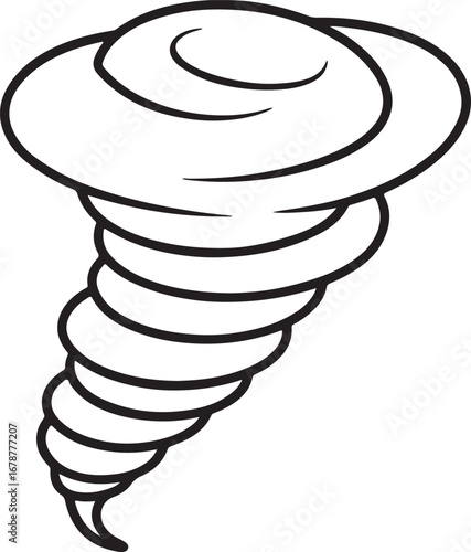 tornado line art, coloring book page line art drawing, vector and illustration