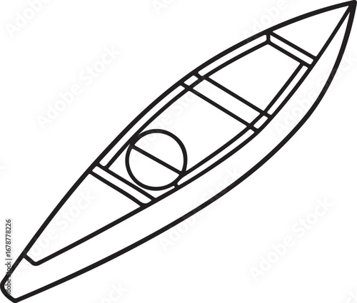 kayak line art, coloring book page line art drawing, vector and illustration