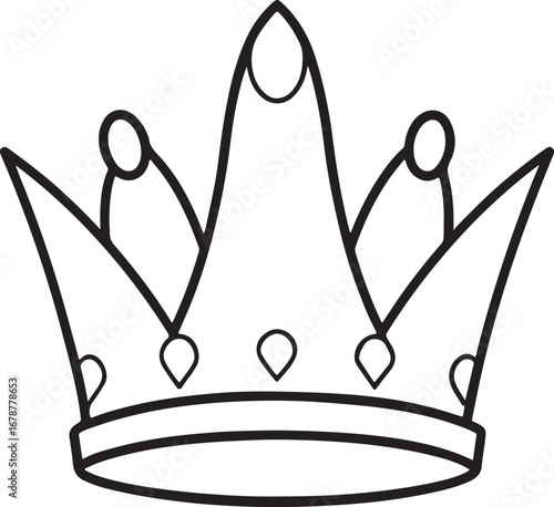 crown line art, coloring book page line art drawing, vector and illustration
