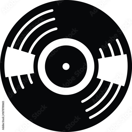 Retro vinyl record icon groove music vintage audio sound technology symbol vector