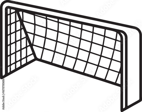football goal line art, coloring book page line art drawing, vector and illustration
