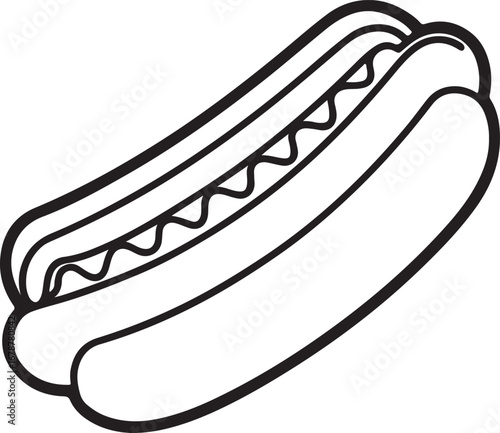 hotdog line art, coloring book page line art drawing, vector and illustration