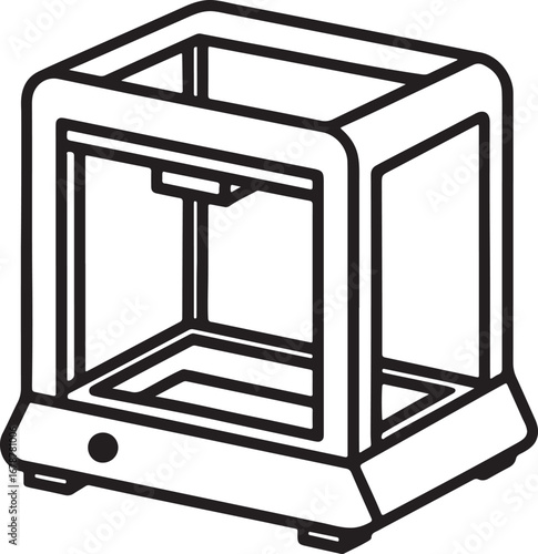 black and white 3d printer outline clip art preview