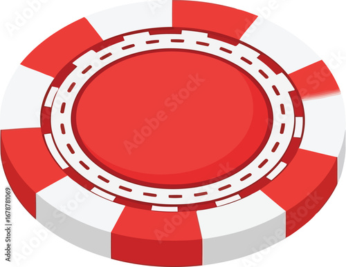 Red and white casino chip for gambling and entertainment vector