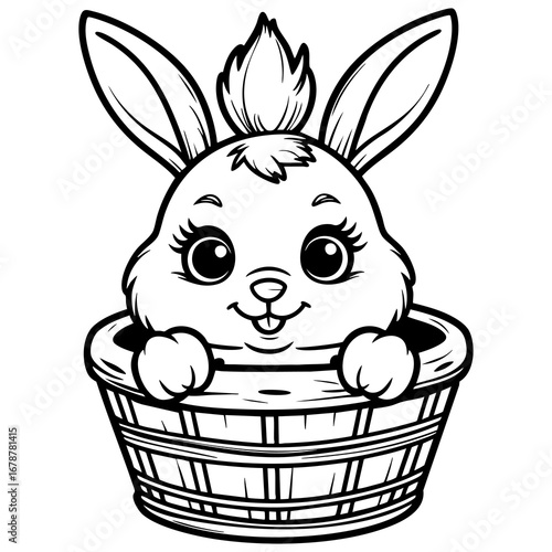 ute bunny inside wooden basket