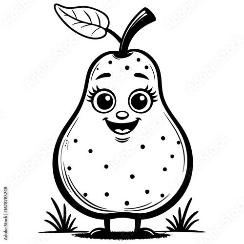 Cute smiling pear fruit