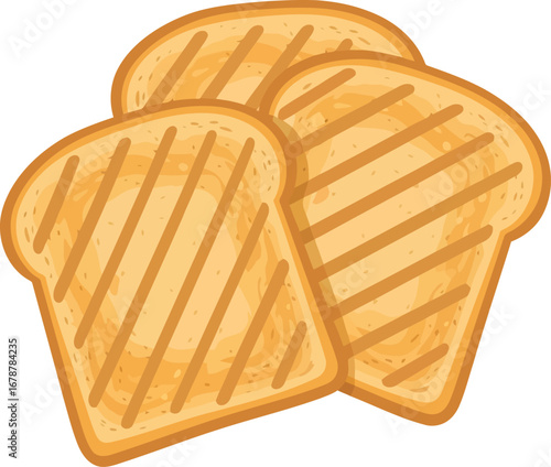 Golden toasted bread slices stacked delicious breakfast food photography vector