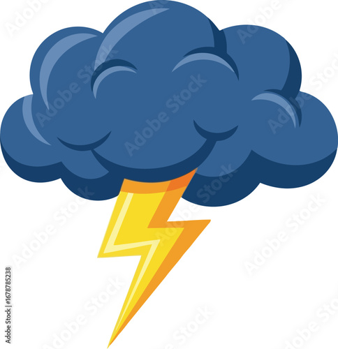 Dark storm cloud with bright yellow lightning bolt weather icon vector vector