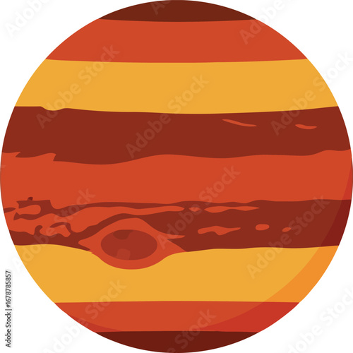 Vibrant jupiter planet swirls stylized cosmic orb astronomy space outer atmosphere vector