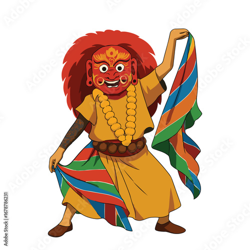 Traditional Nepali Lakhe Dancer in Mask