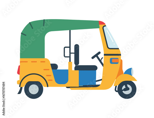 Illustration of a colorful auto rickshaw