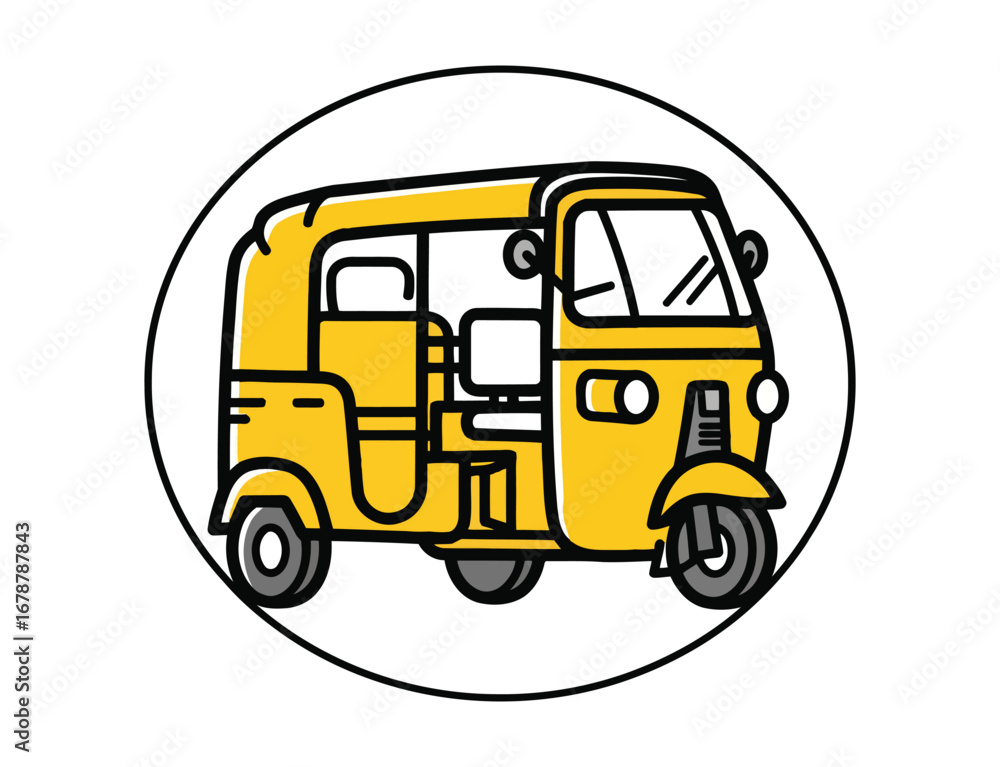 Fototapeta premium Yellow auto rickshaw, a common mode of transport