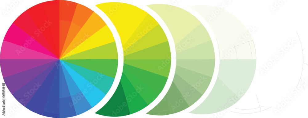 Obraz premium Vibrant color wheel graphic shows spectrum progression to subtle pastels