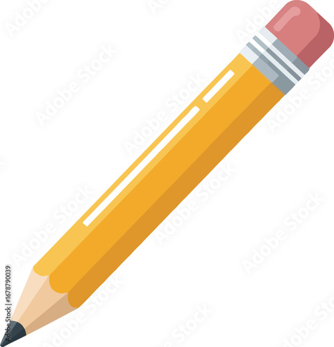 Sharp yellow pencil with eraser ready for writing and drawing ideas education creativity vector