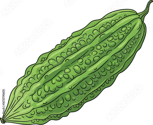 Healthy bitter melon vegetable isolated on white for culinary and medical use vector