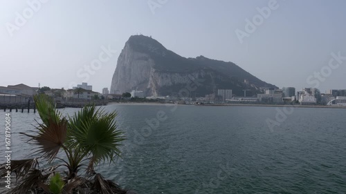 Gibraltar at sunset, with its airport and part of the skyline, as seen from La Linea de la Concepcion in Spain.