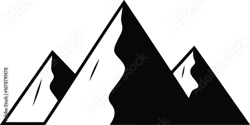 Modern mountain range silhouette vector art for adventure and outdoors vector